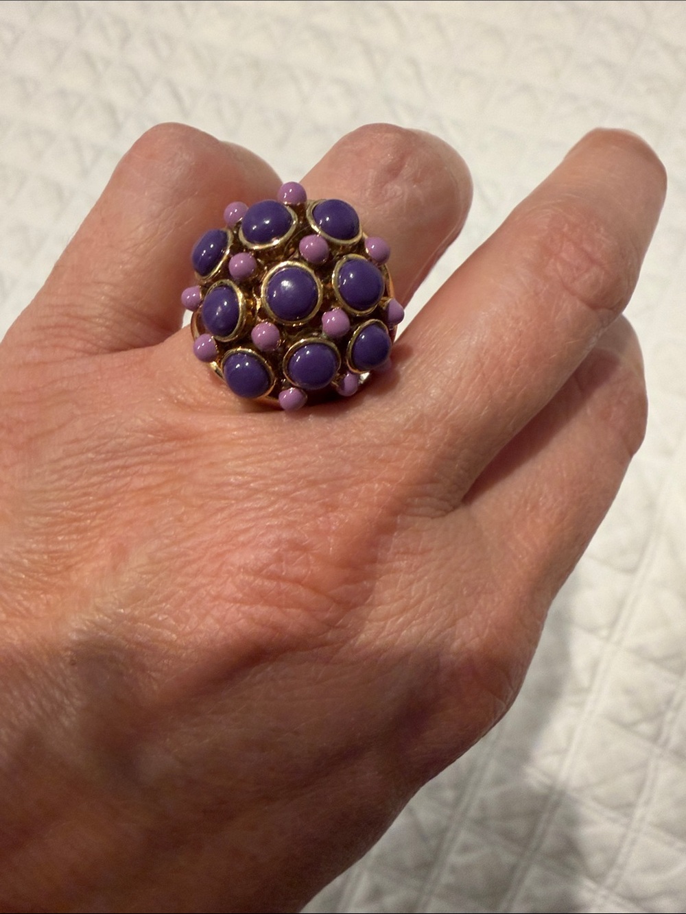Vintage J.Crew cocktail ring with purple cabochons